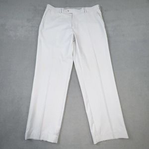 Peter Millar Crown Sport Pants Men 35x28 Light Gray Golf Flat Front Straight Leg